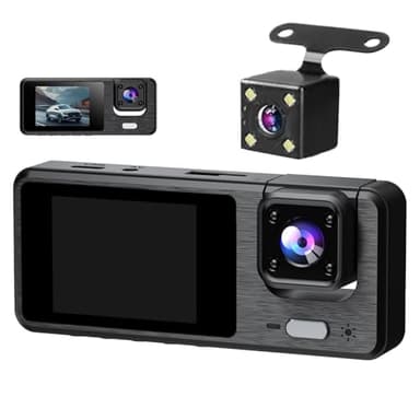 Caméra Vidéo pour Voiture - Caméra Embarquée À 3 Canaux Alimentée par Batterie - 1080P WiFi Vision Infrarouge Moniteur Arrière avec Image de Recul