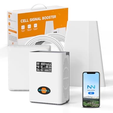 ANYCALL Amplificateur 5G 4G LTE 3G GSM Amplificateur Reseau Mobile pour la Maison sur la Bande 1, 3, 7 et 8 pour Orange SFR Free Bouygues Télécom et Plus, avec Écran Intelligent