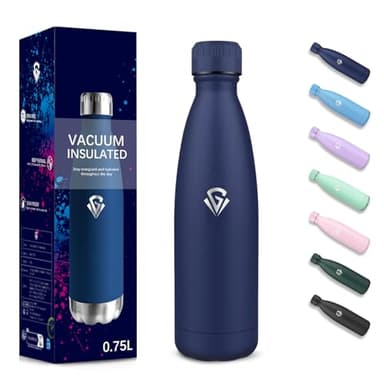 Gourde, 750 ml Sans BPA, Gourde Isotherme, Isolation Sous Vide à Double Paroi, Bouteille Isotherme, 304 Acier Inoxydable, Gourde Acier Inoxydable pour Cuisine, Salle de Sport, Randonnée - Bleu foncé