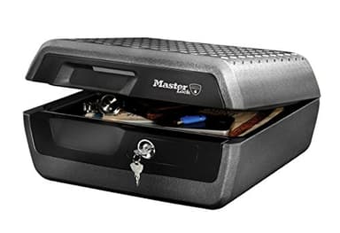 Master Lock Coffre fort anti feu et étanche a clef, triple protection - vol, incendie et inondation, 10L, 19.3 x 41.9 x 37.5 cm
