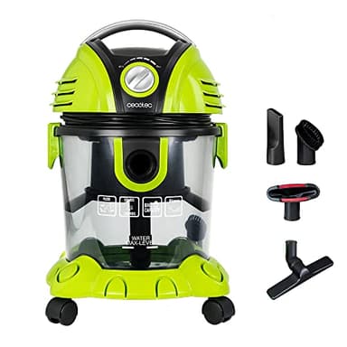 Cecotec Aspirateur de Solides et Liquides sans Sacs Wet&Dry T. 1400 W, 7 Mètres de Rayon d'action, Capacité de 15 L, Filtre HEPA et Filtre à Eau, Réglage de la Puissance, Souffleur, 5 Accessoires