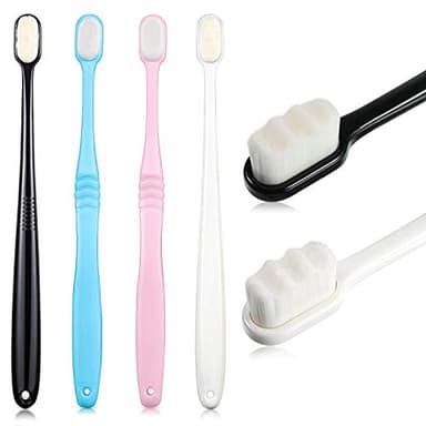 4 Pièces Brosse à Dents Souple Micro Nano à Poils Extra Doux - 20,000 Poils pour Gencives Fragiles - Enfants et Adultes
