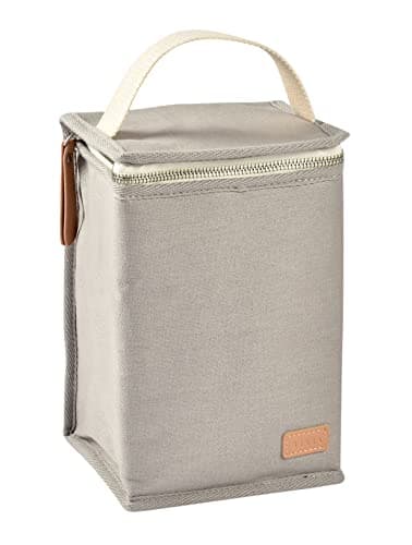 BÉABA, Pochette Repas Bébé Isotherme, Rangement biberons Grand Format, Grande capacité, Transporte Repas Complet, Matière Souple, Pliable, Tissu imperméable, Gris Perle