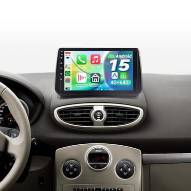 ACAVICA Autoradio Android 15 pour Renault Clio 3 2005-2011 - Carplay sans Fil, Écran Tactile 9", GPS intégré, Bluetooth 5.4, WiFi 6.0, USB, Contrôle au Volant, Stéréo multimédia Voiture 4+64Go