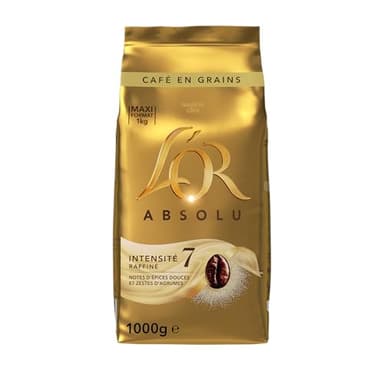L'OR, 1 kg Café en Grains Absolu,100% Arabica, Intensité 7, 1kg ( l'emballage peut varier )