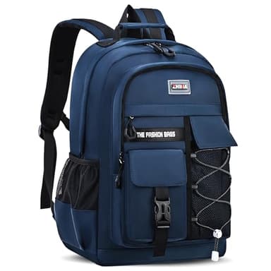 Amythe Sac à Dos Garçon Collège, 2025 Cartable Adolescent Scolaire Imperméable Durable, Sac Ecole Lycée Garçon Grande Capacité pour 15.6" ordinateur, 27L-Bleu