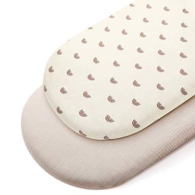 Peepeemax Drap Housse Cododo en Mousseline de Coton 90x50CM, 100% Coton Draps-Housses pour Couffin, Draps de Berceau pour Matelas Ovale et Rectangulai 50x83 cm,55x90 cm,50x90 cm (Arc-en-Ciel)