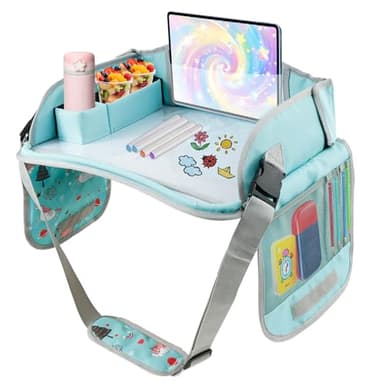 Table de voyage pour enfant - Plateau de voyage multifonction réglable - Table de jeu pour voiture, avion, parc (vert)