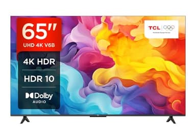 TCL 65V6B 65 Pouces 4K Ultra HD, HDR TV, Smart TV Powered by Google TV (Dolby Audio, Motion Clarity, Voice Control, Compatible avec Google Assistant, Chromecast intégré)
