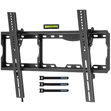 BONTEC Support Mural TV 17-86 Pouces, Fixation Murale Inclinable jusqu'à 75 kg, Compatible VESA 75x75 à 600x400mm, Support TV Mural Orientable avec Niveau à Bulle et Attaches de Câble Inclus