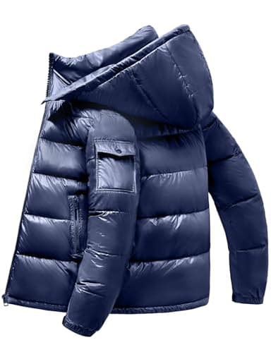 heekpek Veste Homme à Capuche Manteau Homme Hiver Blouson Chaude Hydrofuge Parka Manteaux Matelassée en Coton Vestes de Randonnée Ski, Bleu foncé, XXL