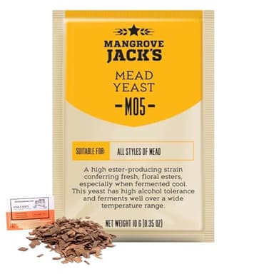 Levure de Hydromel 10g/25L - Mangrove Jack’s M05 - Préparation pour Vin de Miel, Fermentation au Miel, Résistant au Sucre, Fabrication Maison
