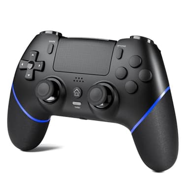 CHEREEKI Manette pour PS4 avec Bluetooth, Manette Sans Fil PS4 avec Joystick Hall/Macro Bouton Programmation/Turbo/Double Vibration/Haut-Parleurs et Prise Casque, 1000mAh, Noir