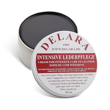 DELARA Entretien intensif du cuir, couleur: Noir, 100 ml - Imprègne et protège le cuir très efficacement, nouvelle formule à base d'huile de coco et cire d'abeille de haute qualité