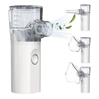 YSWOVUO Nebulisateur Inhalateur pour Adultes, Nébuliseur Portable Aérosol Bebe, Rechargeable USB-C Nebulisateur Medical, Inhalateur Silencieux avec 2 Masques et 1 Embout