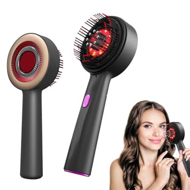 Brosse Massage Cuir Chevelu, Masseur de Tête Électrique, Scalp Massager Applicateur Huile Cheveux avec Lumière Rouge, 3 Modes de Massage, Étanchéité IPX7, pour Détente du Cuir Chevelu (Gris)