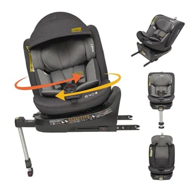 Jovikids Siege Auto, i-Size 40-150 cm, 360° Pivotant ISOFIX pour Groupe 0/1/2/3, Bébé de 0-12 ans, 0 à 36 kg Environ, ECE R129, 12 Positions d'Appui-tête, RWF, FWF Inclinaison, Siège Auto （Noir）