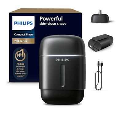 Philips Rasoir série 700 – électrique et compact, système Lift & Cut, lames Dual SteelPrecision, têtes flexibles 4D, poils secs ou mouillés, accessoire nez/oreilles, étui de voyage, modèle S792/06