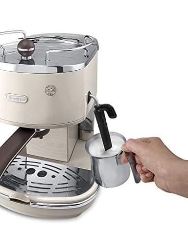 De'Longhi Vintage Icona Traditionnelle Barista Pompe Espresso Machine, Cafetière et Cappuccino, ECOV311BG, 1.4L, Crème