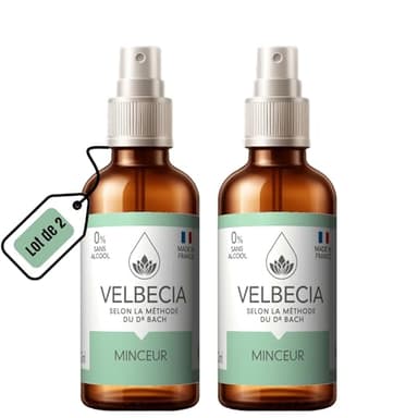 Velbecia® - Elixirs floraux Minceur - Perte de poids 50 ml +1 OFFERT - SANS ALCOOL - Selon la méthode originale du Dr Bach - Pour éviter le grignotage, rester motivée, pour éviter la tentation