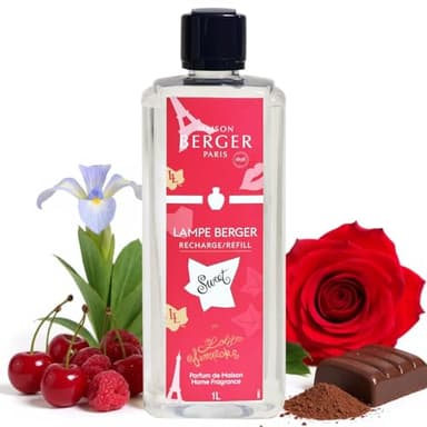 MAISON BERGER – Recharge Lampe Berger Lolita Lempicka Sweet 1 Litre – Cerise & Praline – Parfum Gourmand sucré & Moderne – Neutralisation des odeurs – Fabriqué en France