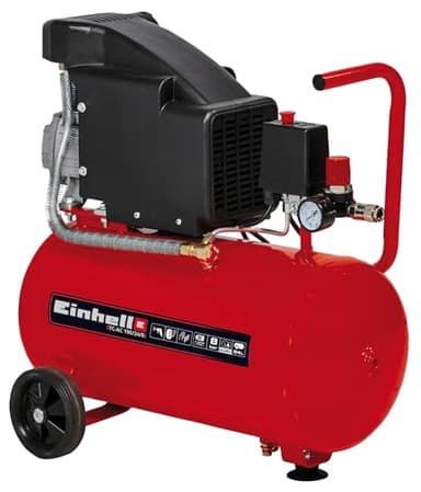 Einhell Compresseur à air TC-AC 190/24/8 (1500 W, Cuve de 24 L, Pression 8bar, Débit d'aspiration 165 l/min, Réducteur de pression)