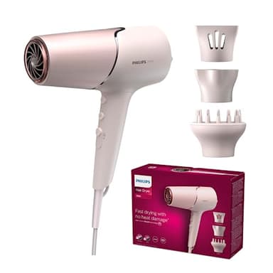 Philips Sèche-cheveux Série 5000 avec technologie ThermoShield, diffuseur de volume et concentrateurs de 9 mm et 11 mm, couleur pêche nacrée (modèle BHD530/20)