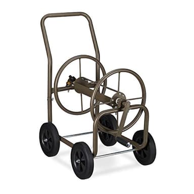 Relaxdays Chariot pour tuyau XL, tambour mobile métallique, pour tuyau de 60 m, enroulement à 90 °, avec des roues, brun