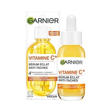 GARNIER Skin Active - Sérum Éclat - Anti-Tache Brunes - Soin Visage Enrichi En 3.5-4% Niacinamide, Vitamine C & Acide Salicylique - Vegan & Cruelty Free - 30 ml - L'emballage peut varier