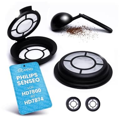 DL-pro Lot de 2 dosettes de café rechargeables, pour Melitta 180424, filtre permanent pour machine à café Senseo HD7800 à HD7874, avec cuillère à café