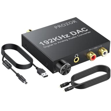 PROZOR 192KHz DAC Convertisseur Numérique SPDIF Optique Coaxial Toslink vers Analogique Audio Stéréo L/R RCA Jack 3,5mm Adaptateur Convertisseur Volume Réglable Box TV HD Blu-ray PS3 PS4 Xbox Amps