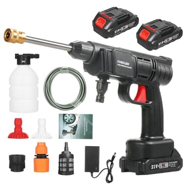 VISLONE Nettoyeur Haute Pression sans Fil pour Voiture,350 psi Nettoyeur Haute Pression,21V 2 * 1 500 mAh Nettoyeur Haute Pression,pour Nettoyer Les Voitures,arroser Les Fleurs,Nettoyer Les sols, etc