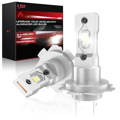 AUXIRACER H7 LED Ampoule, 100W 30000LM 6500K Blanc Froid, Ampoules de Phare Voiture et Moto, H7 LED 1:1 Mini Taille, Remplacement Halogène, Plug and Play, 2 pièces