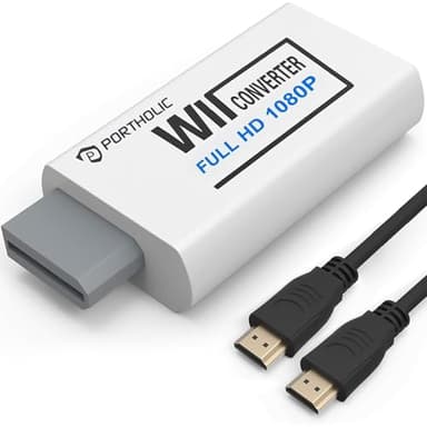 PORTHOLIC Adaptateur wii hdmi avec câble hdmi HD 1080p avec Sortie Audio 3,5 Mm Et Hdmi, Prend en Charge Tous Les Modes D'Affichage Wii pour Wii Monitor Projector TV (Blanc)