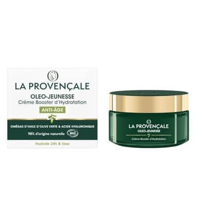 La Provençale Oleo-Jeunesse - Crème Booster d'Hydratation Anti-âge Certifiée Bio - Omégas d'huile d'Olive verte & Acide hyaluronique - Tous types de peaux - Efficacité Prouvée - 50 ml