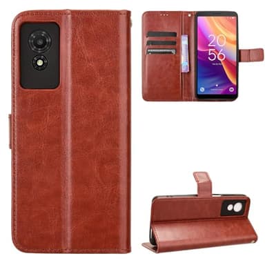 BellaCase TCL 501 4G Coque [Étui Portefeuille] [Fonction Support] [Slots pour Cartes] [Couverture à Rabat Magnétique] Compatible avec Le Smartphone TCL 501 4G(Marron)