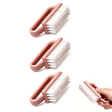 Xynovate 3 Pièces Brosse à Ongles, Poignée en Plastique Outil de Brosse de Nettoyage des Ongles, Brosse a Ongles Main pour Nettoyage les Ongles Quotidien, Pinceau Nail Art(Pink)