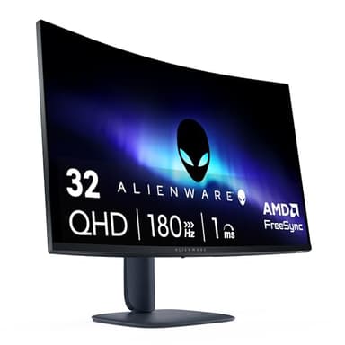 Alienware 32 Écran PC Gaming - AW3225DM, QHD (2560x1440), 1500R Incurvé, 180Hz, VA, 1ms, AMD FreeSync, VESA AdaptiveSync, 95% DCI-P3, HDR400, DisplayPort, 2 HDMI, 3 USB, Garantie 3 Ans