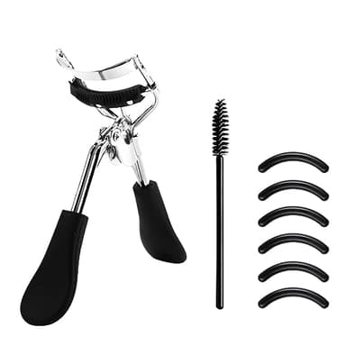 MOVKZACV Recourbe cils professionnel,cils recourbe noir argenté,6 coussinets en silicone,avec pinceau,boucle longue durée,effet 3D