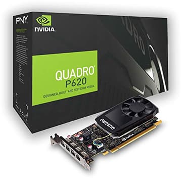 PNY Quadro P620 Carte graphique professionnelle DVI 2GB GDDR5 PCI Express 3.0 x16, simple slot, 4x Mini-Port display, 5K Support, Ventilateur actif ultra-silencieux