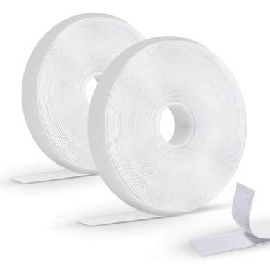 Oderra Bande Adhésive Double Face Extra Forte - 8m x 2cm Scratch Autocollant pour Fixation Sans Percer Tableau, Cadre Photo, Fenêtre, Moustiquaire - Rouleau Autocollant Réutilisable, 2 Pièces Blanc