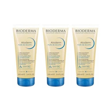 Atoderm Huile de Douche - Nettoyant Relipidant et Hydratant - Peaux Très Sèches à Atopiques - 24h d’Hydratation et Confort - Visage, Corps et Mains - Pour Toute la Famille - Lot de 3x100mL