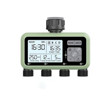Minuterie d'arrosage 4 Voies, minuterie d'eau de Jardin programmable avec Retard de Pluie, Jardin, arrosage minuteur, Mode d'arrosage Automatique et Manuel, pour Jardin, pelouse, Patio, Ferme