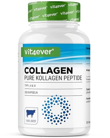 Collagène 300 Capsules - 4500mg de collagène bioactif hydrolysé peptides par dose journalière - Collagène type 1, 2 & 3 - Alternative à la poudre - Hautement dosé