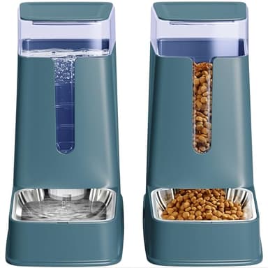 Lot de 2 distributeurs automatiques de nourriture pour chat et d'eau pour chat - Distributeur automatique de nourriture pour chien et chien - 3,5 l - Pour chiens de petite, moyenne et grande taille -