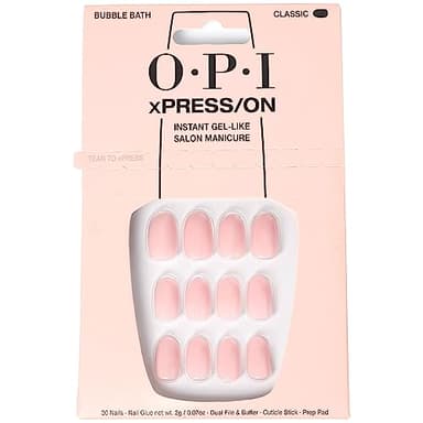 OPI xPRESS/ON Don’t Bossa Nova Me Around | Faux ongles press-on gris neutre, courts, forme ronde | Avec colle pour ongles | Longue tenue, réutilisables, respectueux des ongles.