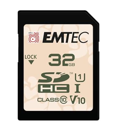 EMTEC - Carte Mémoire SD UHS-I U1 V10 Outdoor ECMSD32GHCU1OR - Résistance à l’Eau IPX7 - pour Caméra Plein Air, Appareil Photo Grand Public et Reflex - 32Go/GB