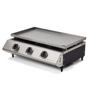 COOKING BOX - Plancha à gaz Cadix 3 feux - Surface de cuisson 62 x 37,5 cm - Plaque inox - 3 brûleurs - Tiroir graisse - Jusqu'à 8 convives - 9,45 kW