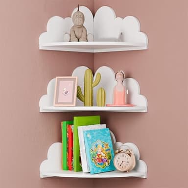 Dayysiuy Étagère Murale Angle Lot De 3, Étagère Murale Nuage, Etagere Nuage, Étagères 'Angle pour Rangement Chambre, pour Salon Chambre De Bébé Salle De Bain Bureau Appartement