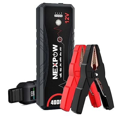 NEXPOW Booster Batterie Voiture, 4000A Booster Batterie, adapté pour Moteur Essence/Diesel 10,0 L, Q11 Batterie de démarrage Portable 12 V, avec lumière LED/USB QC3.0/câble de démarrage